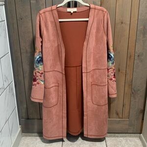 Solitaire Anthropology Embroidered Sueded Cardigan